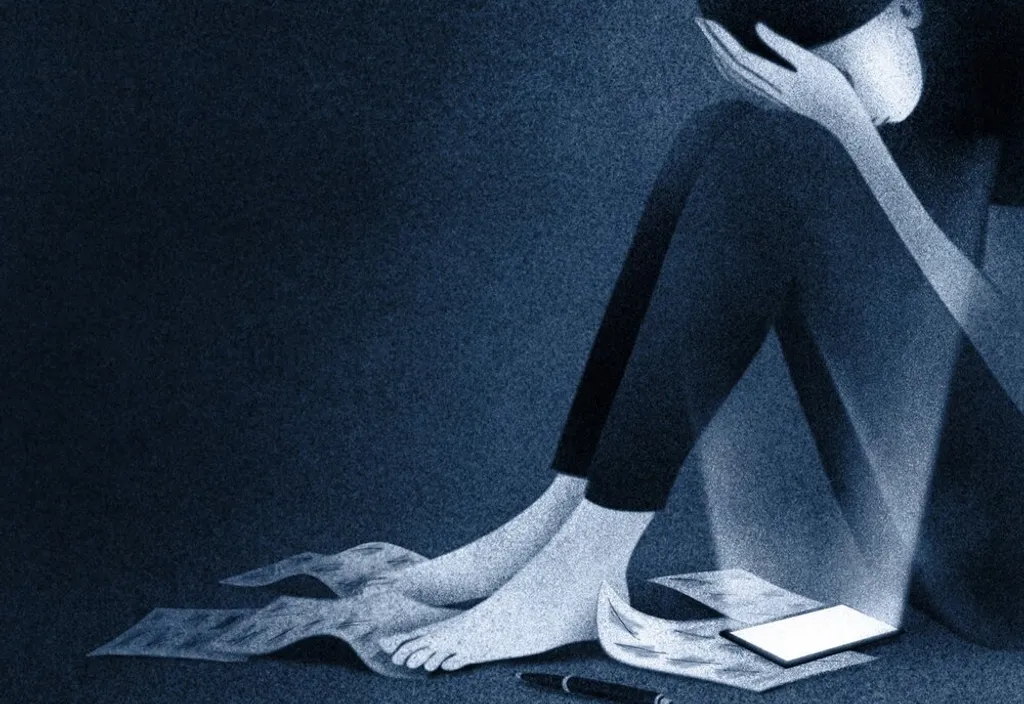 a black and white photo of a woman sitting on the floor