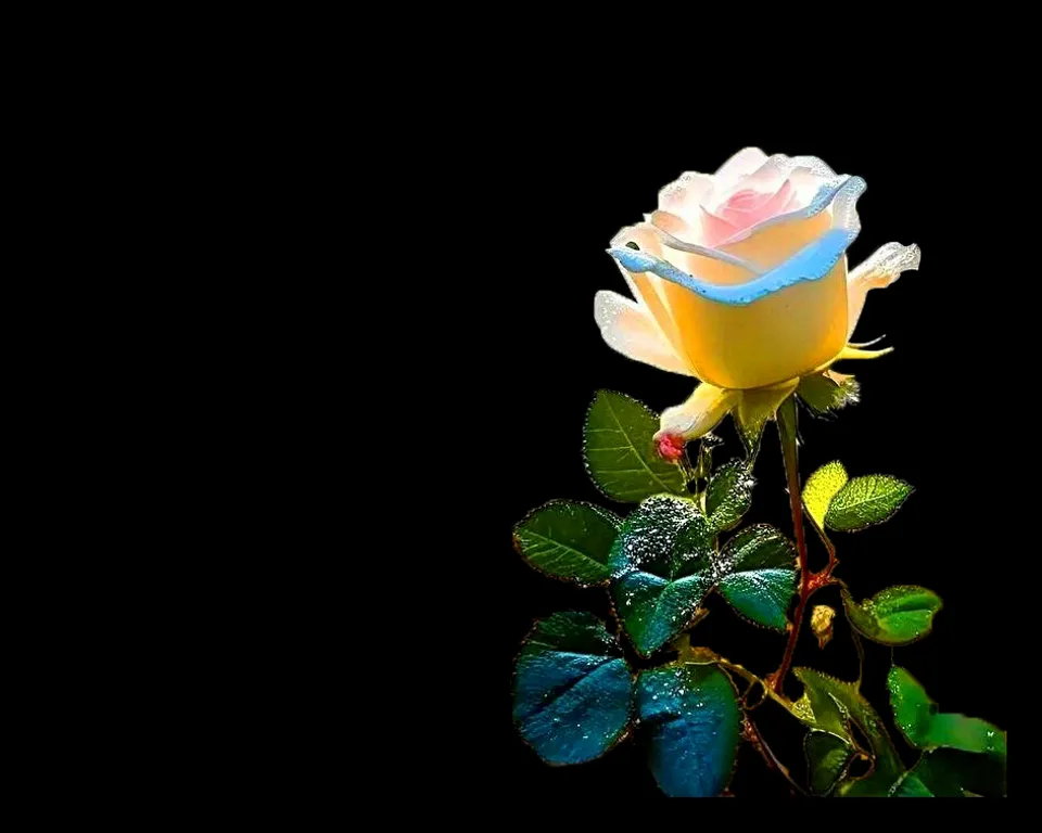 a yellow rose with water droplets on it