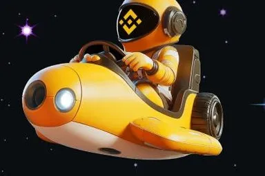 a man in a space suit riding on a toy car