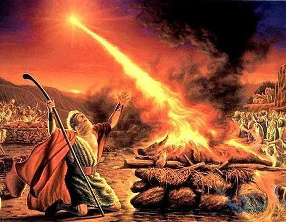 elijah biblical scene with a fire