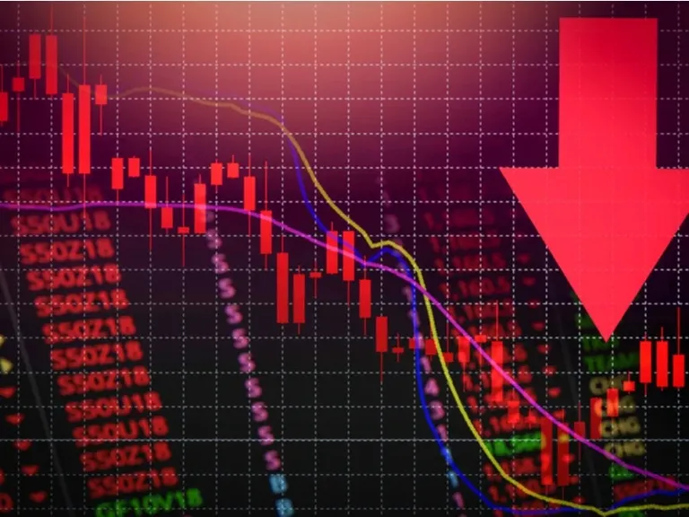 a red arrow pointing up on a stock chart