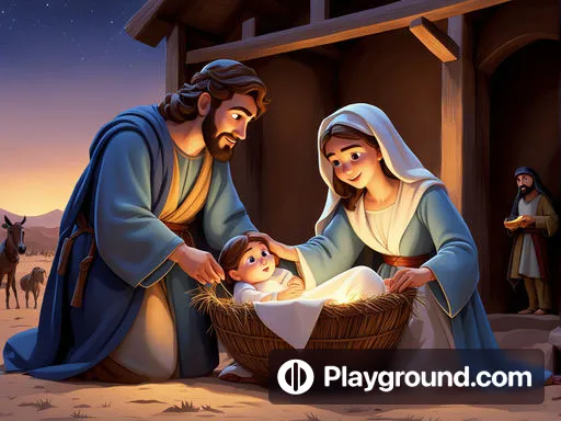 a nativity scene with a baby jesus in a manger scene