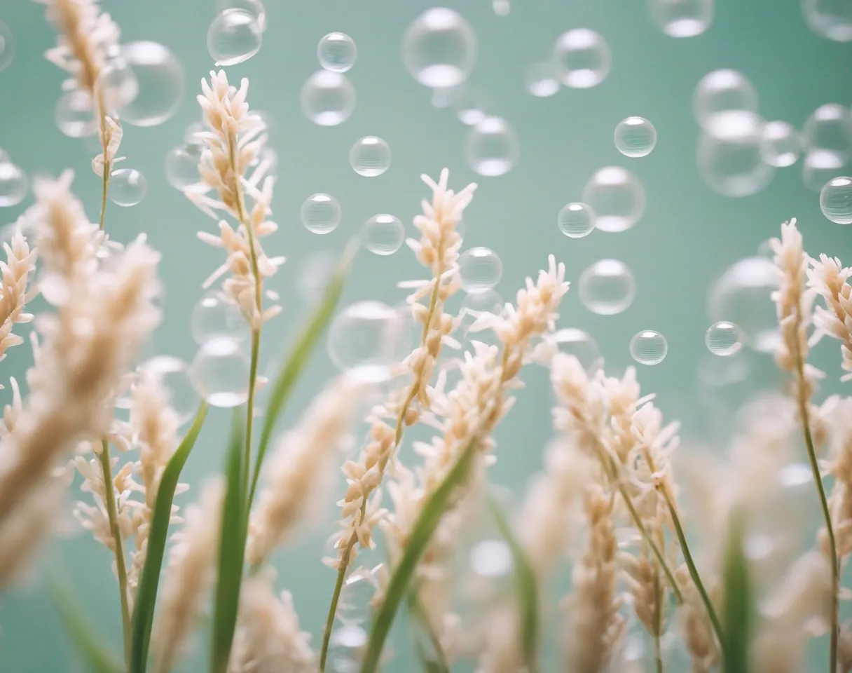 a close up of a bunch of bubbles on a plant