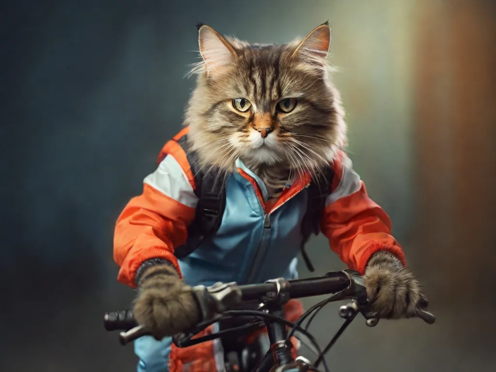 a cat that is sitting on top of a bike