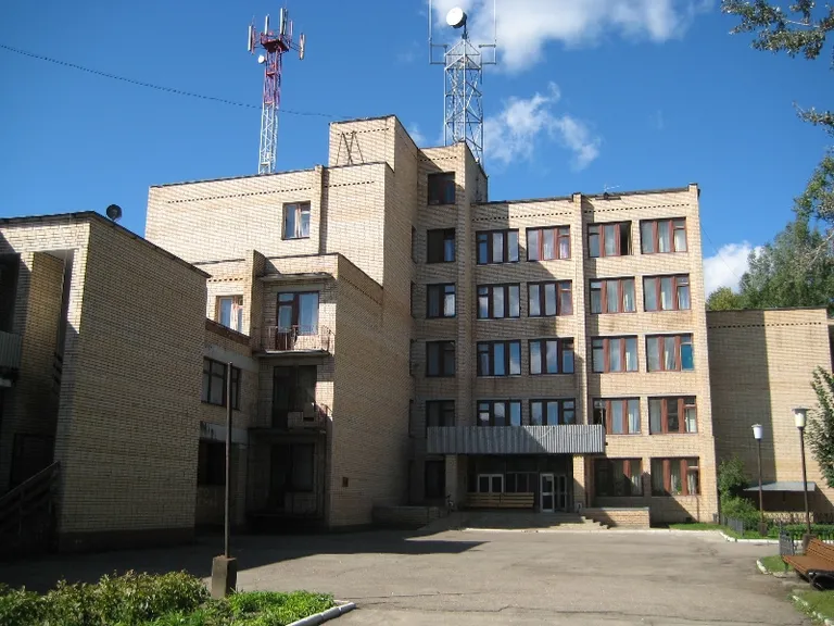 a building with a satellite dish on top of it