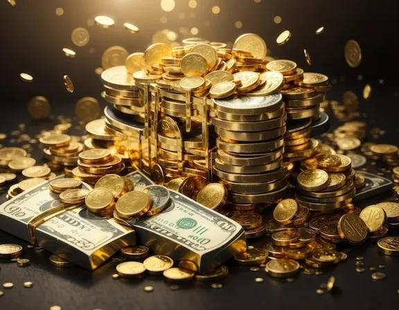 faling Money with golden background