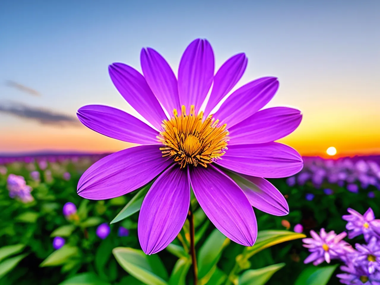 flower, sky, plant, petal, purple, violet, herbaceous plant, terrestrial plant, grass, magenta