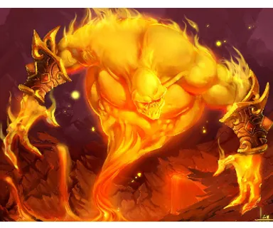 a painting of a demon with flames coming out of it