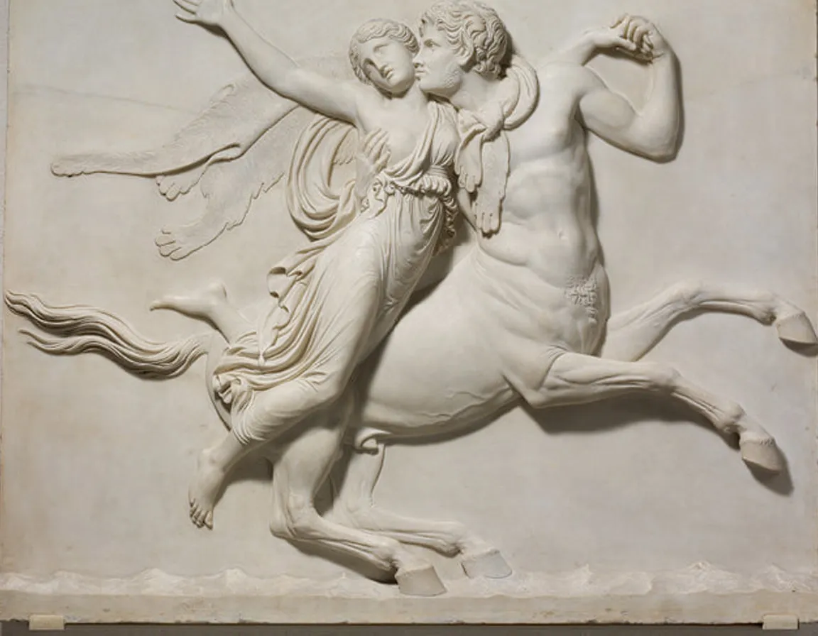 a statue of a man and a woman riding a horse