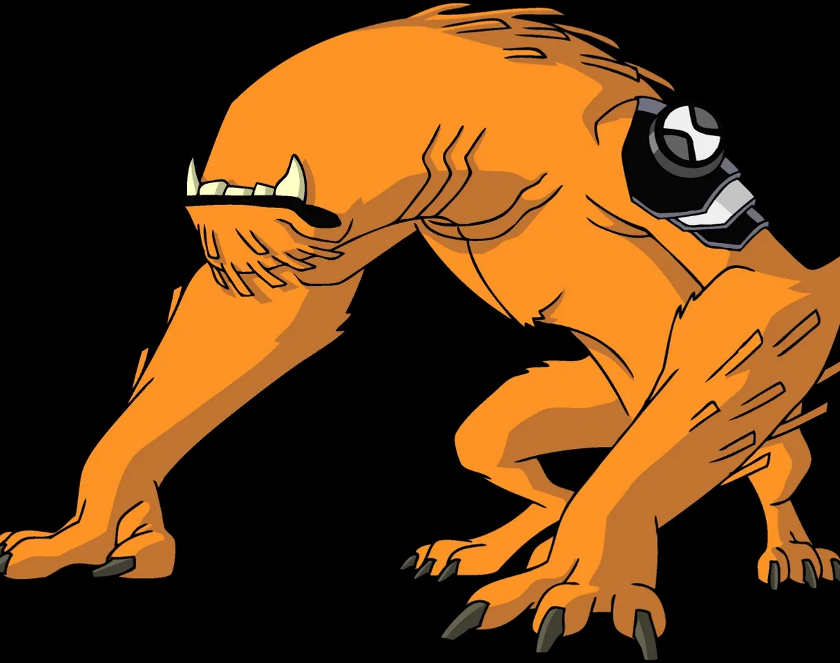 an orange and black animal with a black background