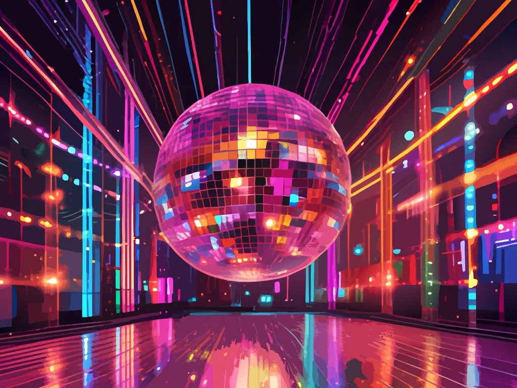 a disco ball in the middle of a dance floor