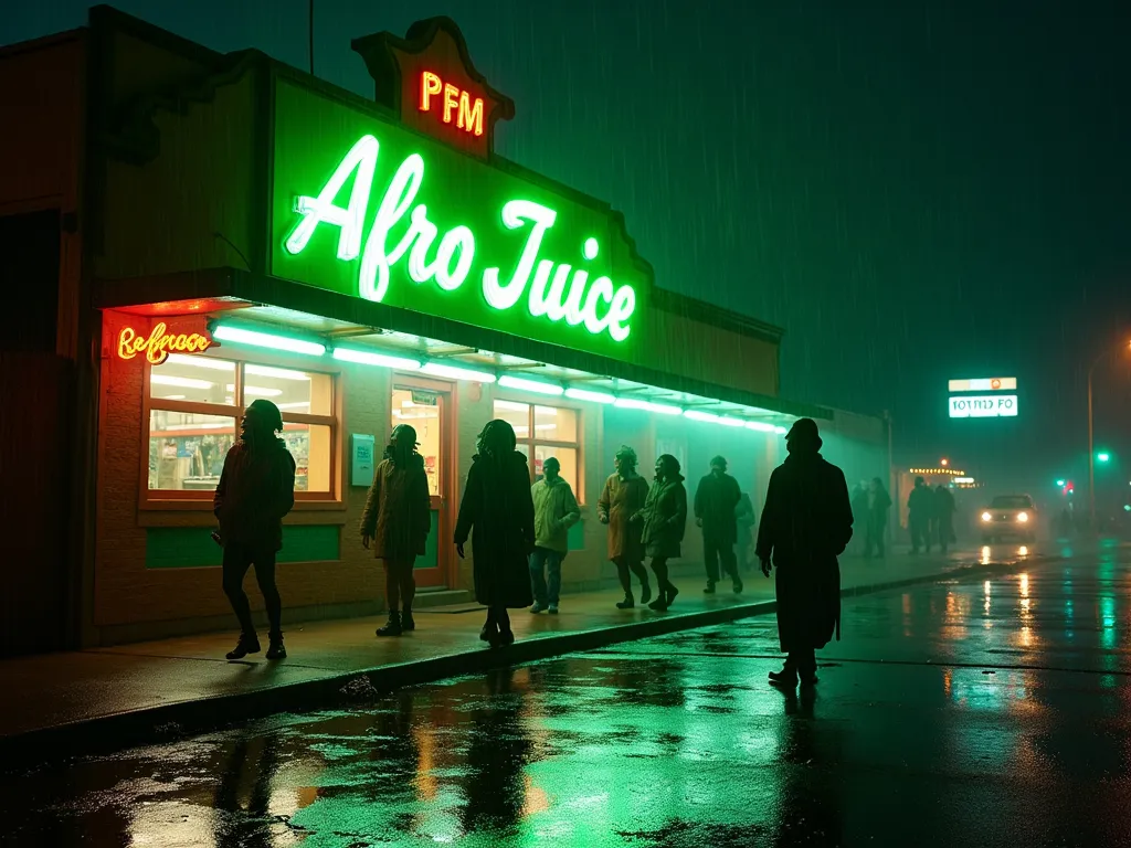 cozy night, a group of people walking down a street at night