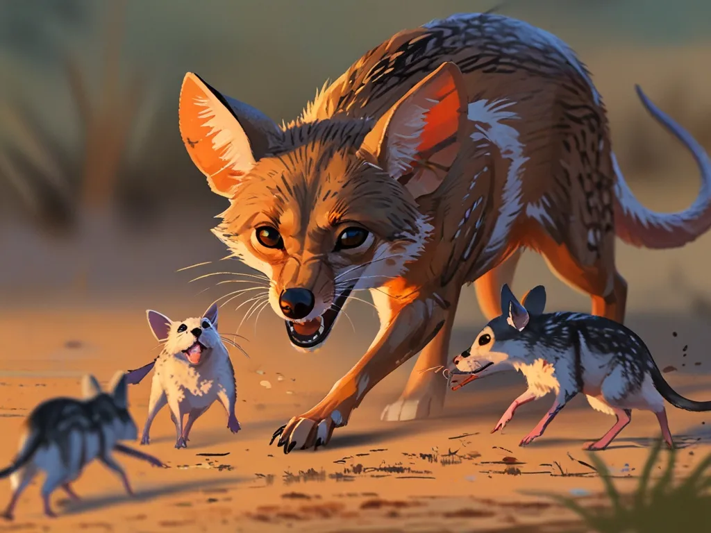 a painting of a jackal and her mices 3d videos