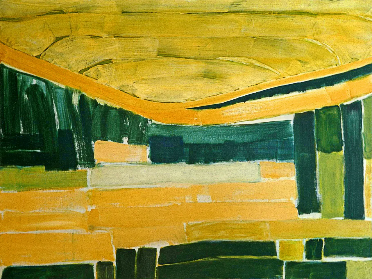 A abstract interpretation of nature, with smooth formations and a yellow-green gradient