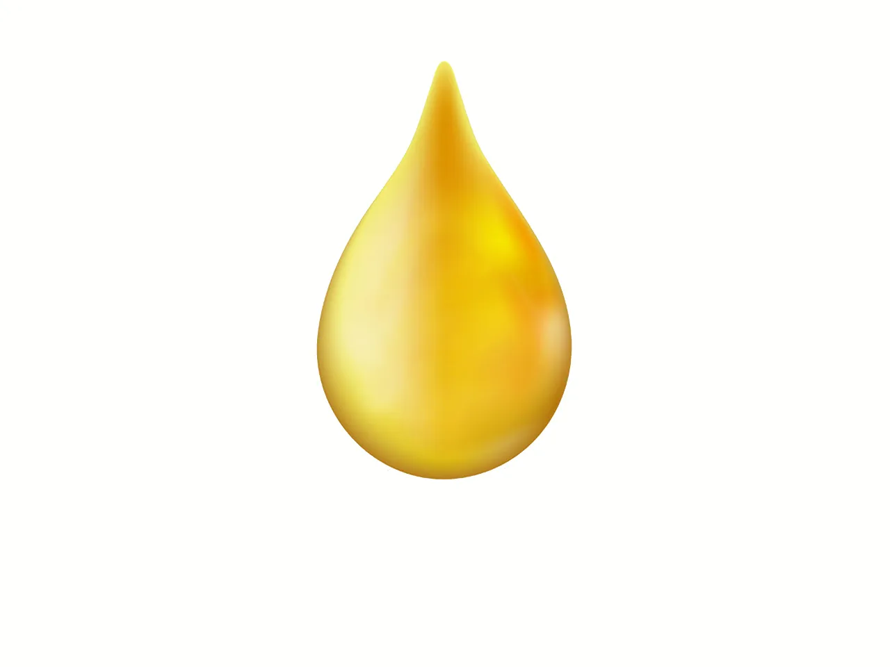 a yellow drop of liquid on a white background