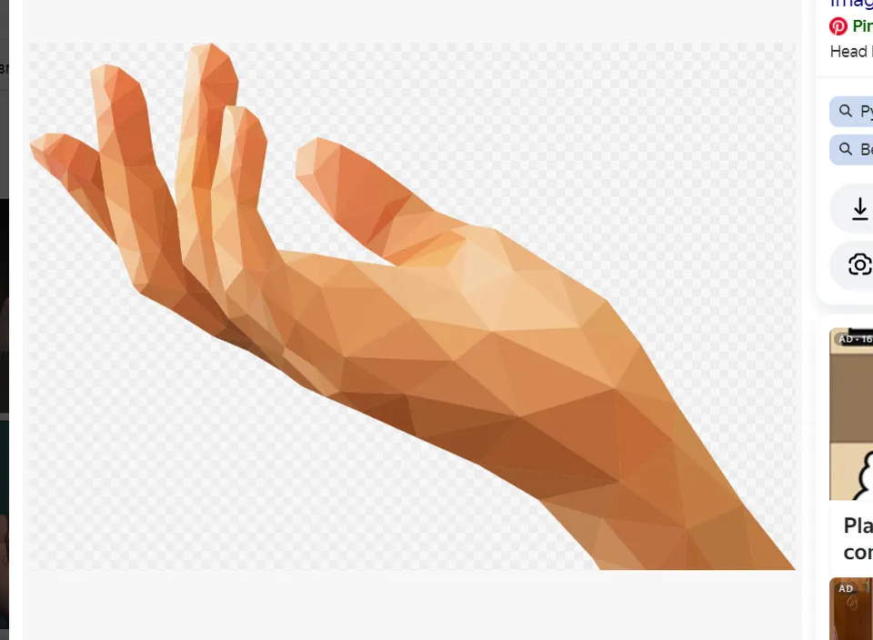 a computer screen shot of a person's hand