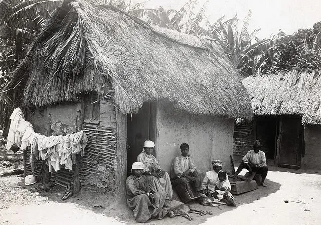 photo of a poor, set in 1845 Trinidad, clay old house