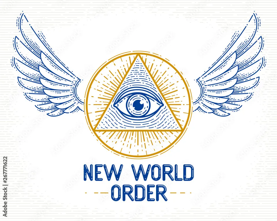 an all seeing symbol with wings and the words new world order