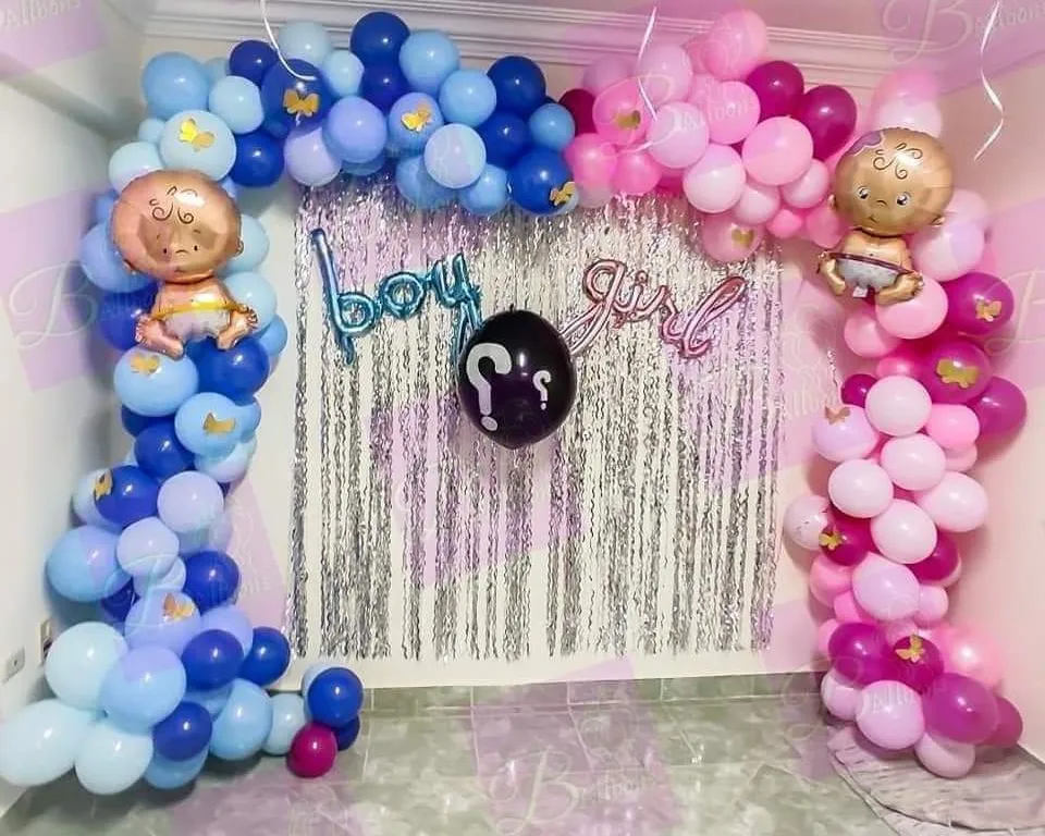 a birthday party with balloons and decorations