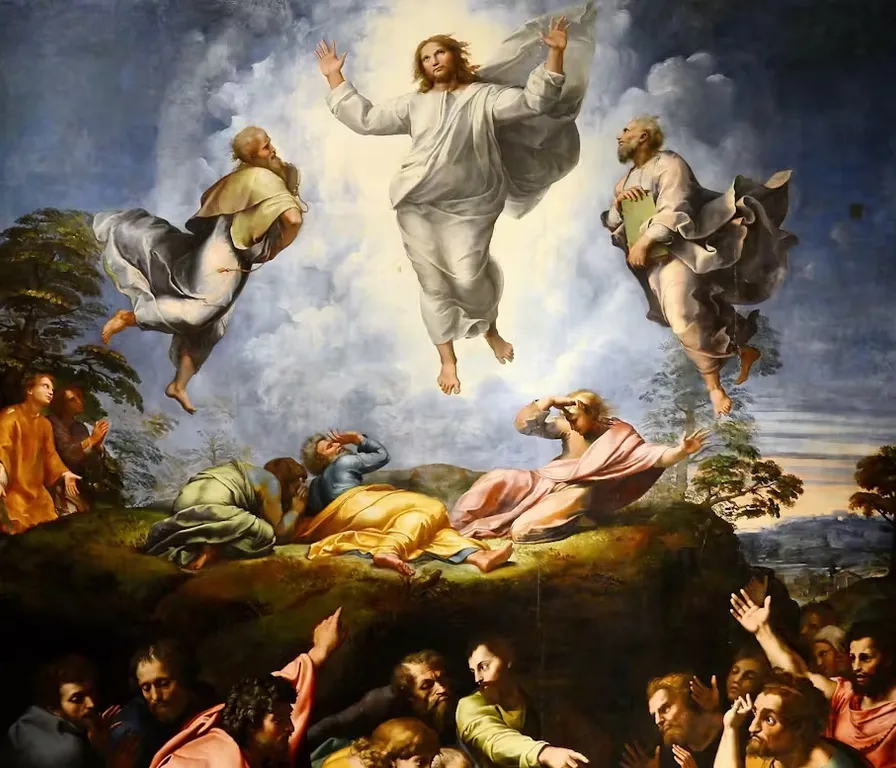 a painting of jesus ascending from the sky