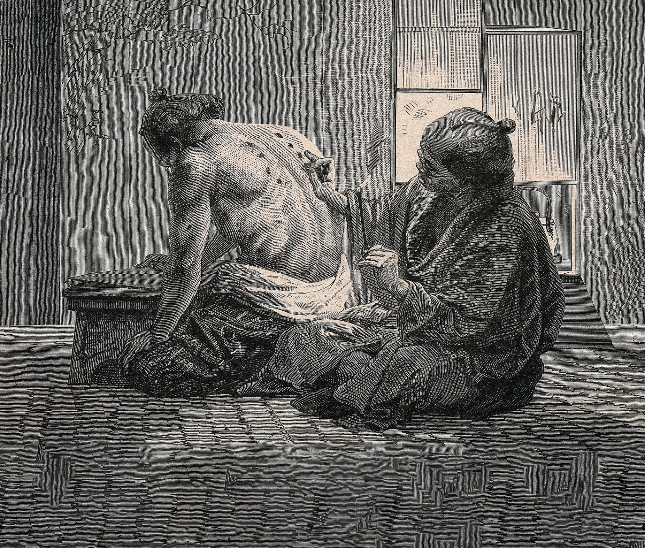 a black and white drawing of a man and a woman