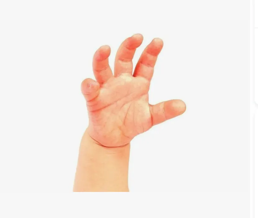 a hand that is in the air with a white background