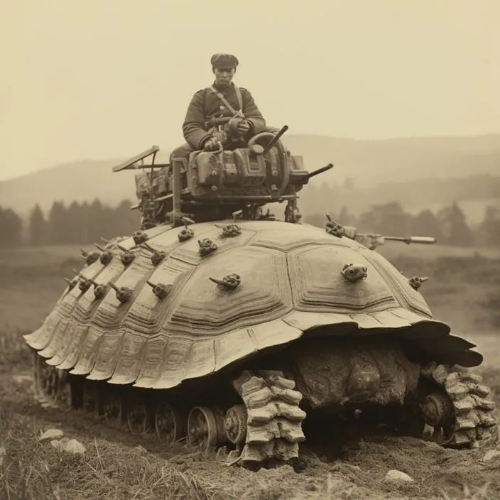 a man is sitting on top of a tank