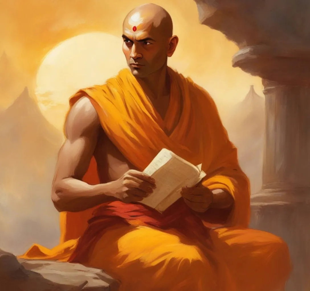 a painting of a monk reading a book