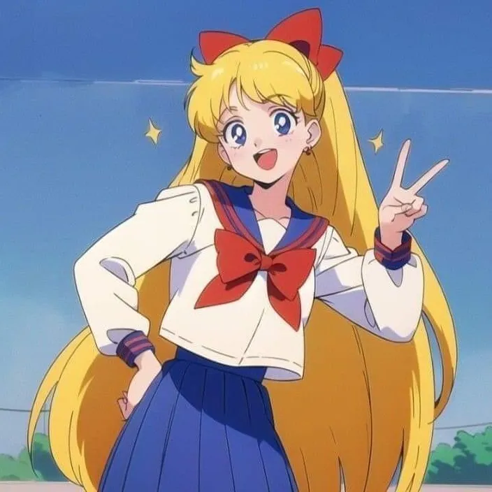 a girl with long blonde hair wearing a sailor outfit