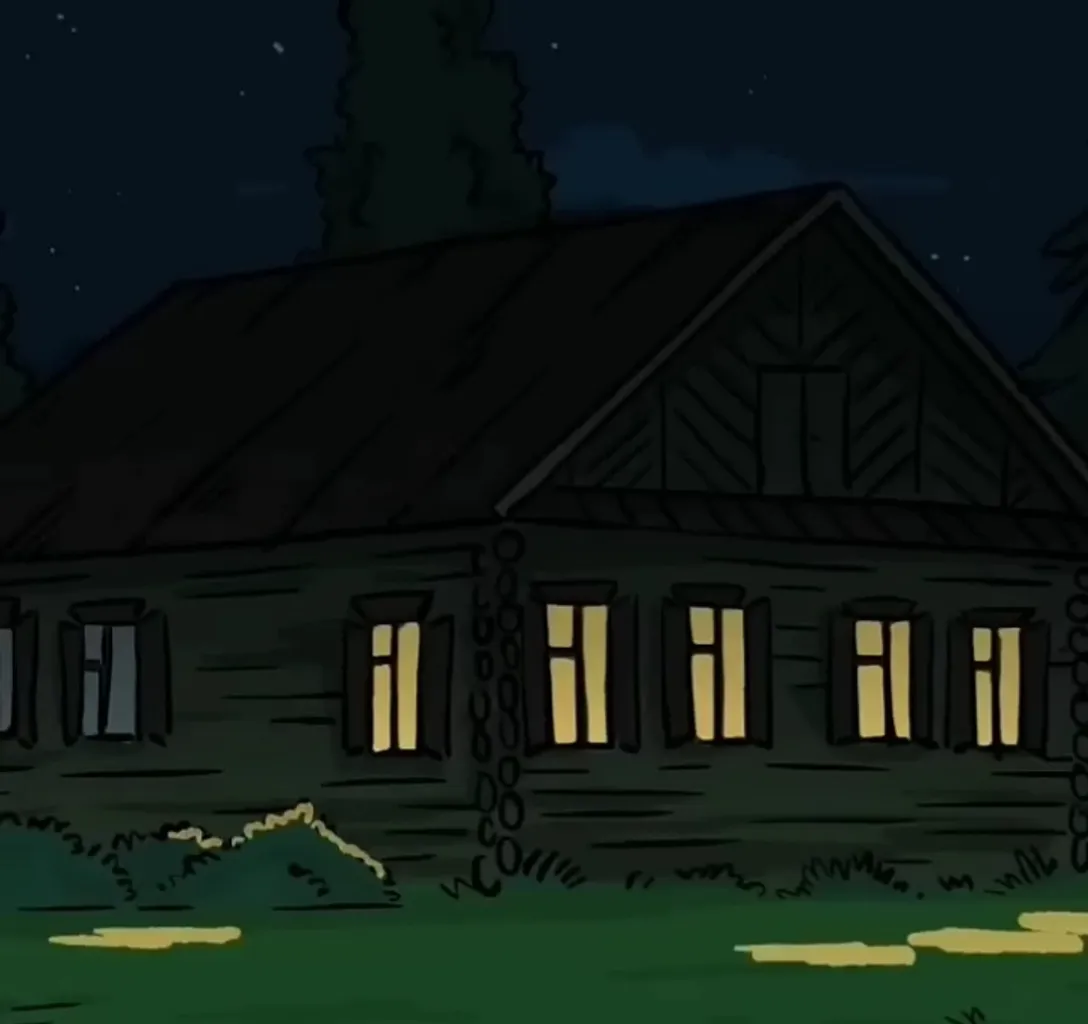 a house that is lit up at night. Dark to light Animation 