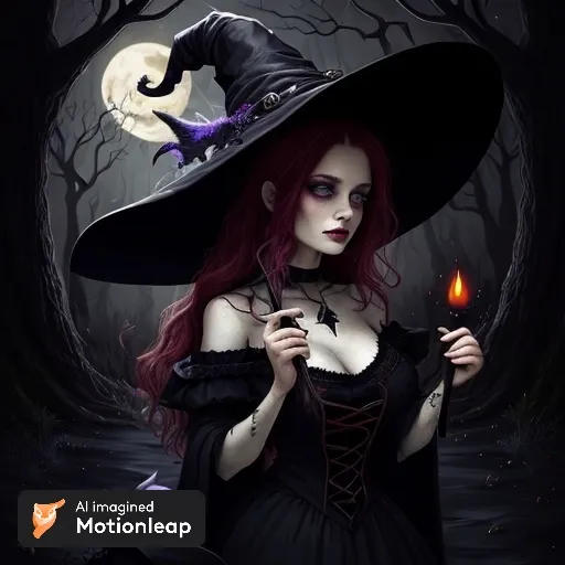 a woman in a witch costume holding a candle