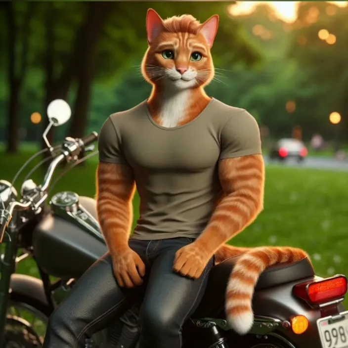 a cat sitting on the back of a motorcycle