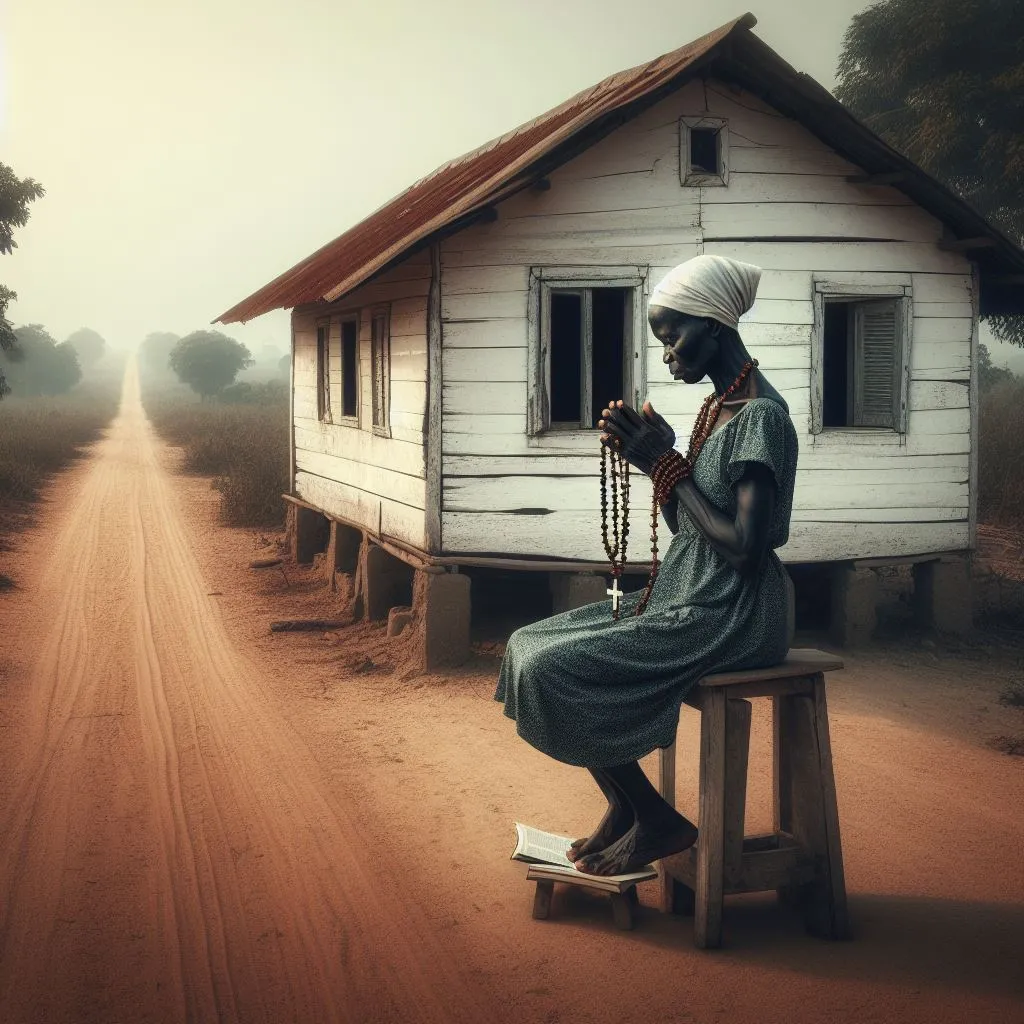 a woman sitting on a bench in front of a house