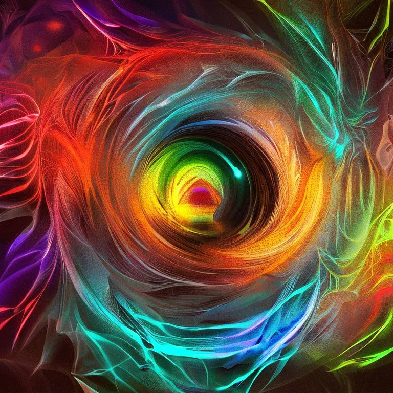 a multicolored spiral design with a black background