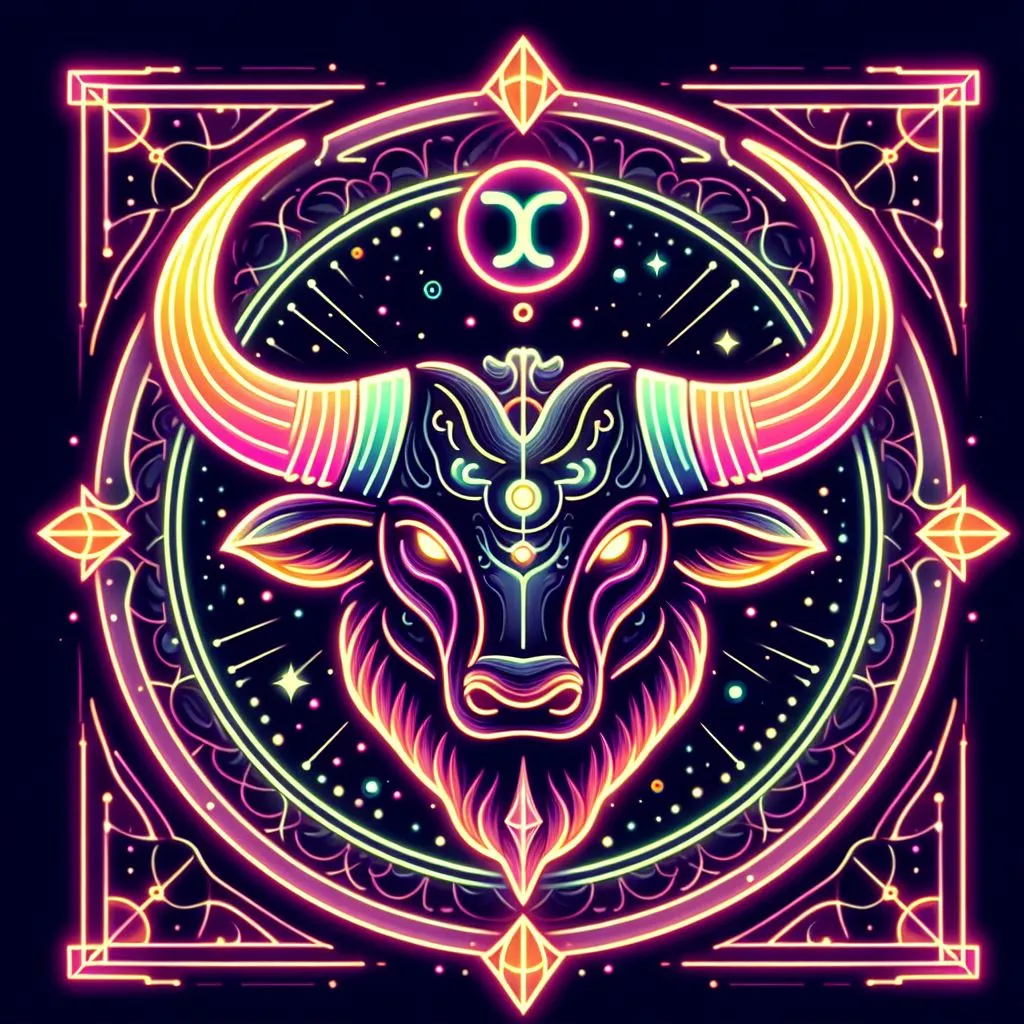 a bull with horns in the middle of a circle