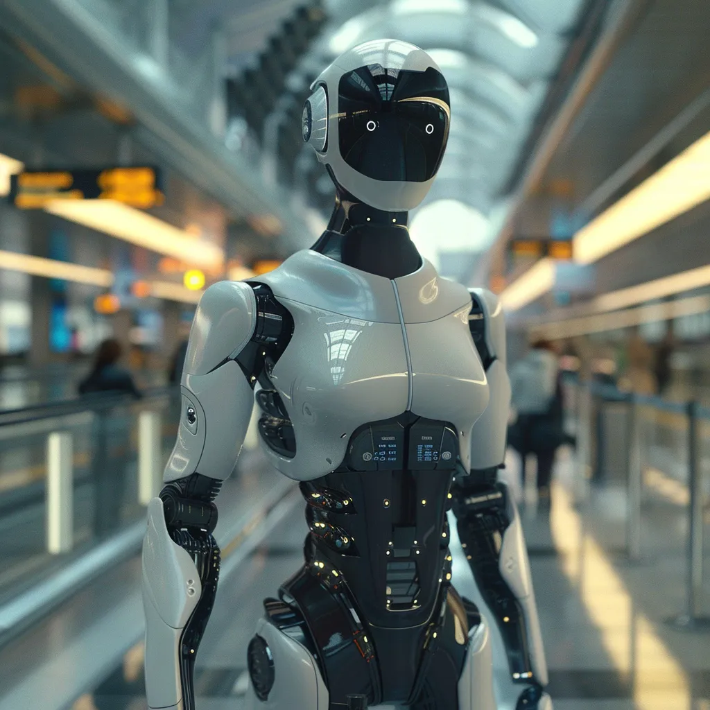 a robot is standing in a subway station