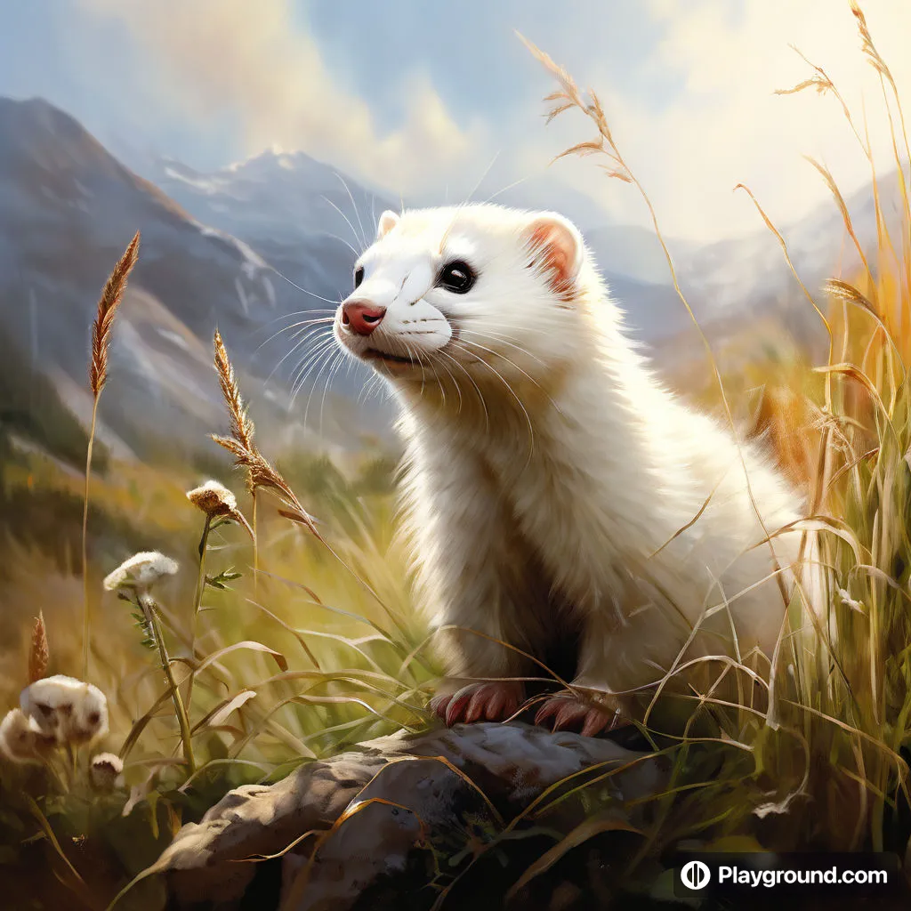 cloud, sky, carnivore, ferret, fawn, natural landscape, whiskers, happy, grass, terrestrial animal