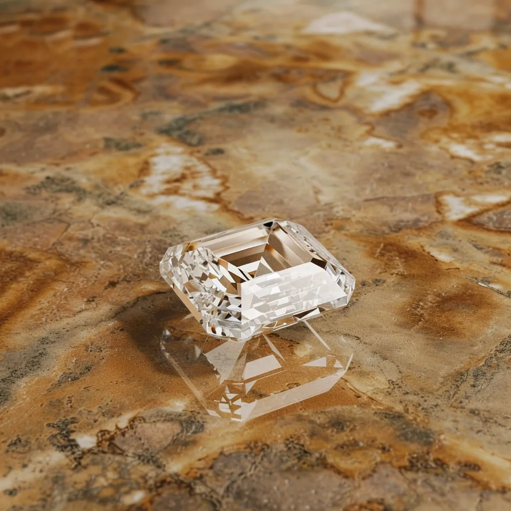 a diamond sitting on top of a marble counter top