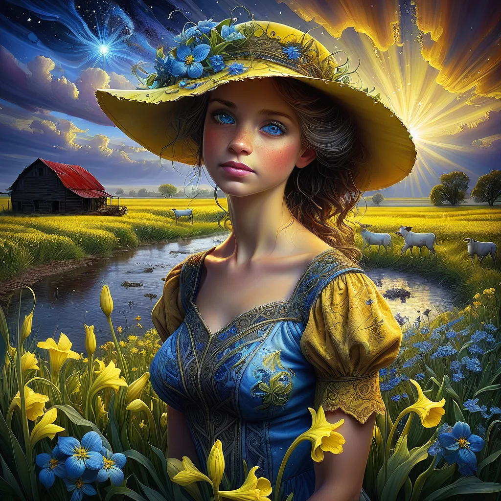 a painting of a woman wearing a yellow hat