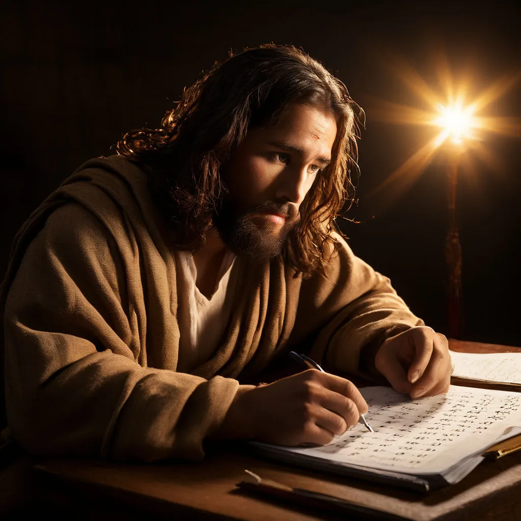 a man sitting at a desk writing on a piece of paper