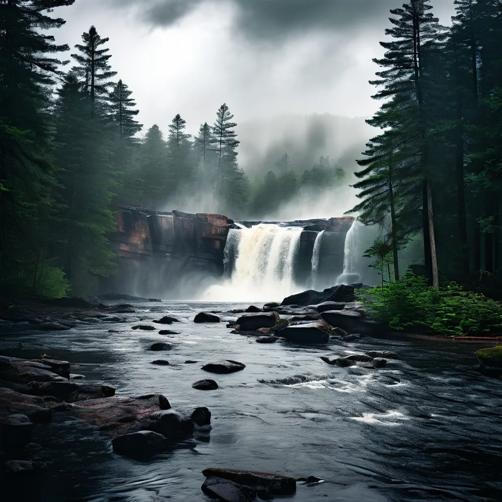 a waterfall in the middle of a forest