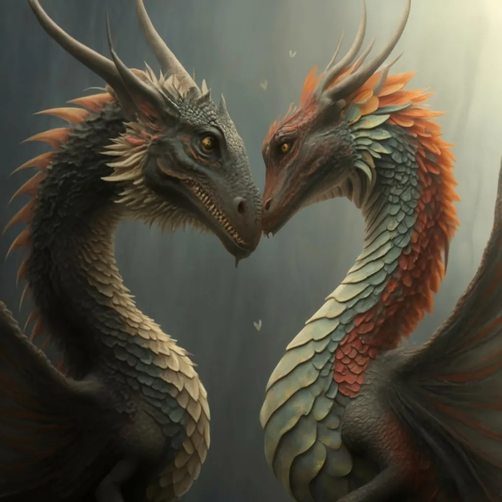 a couple of dragon standing next to each other