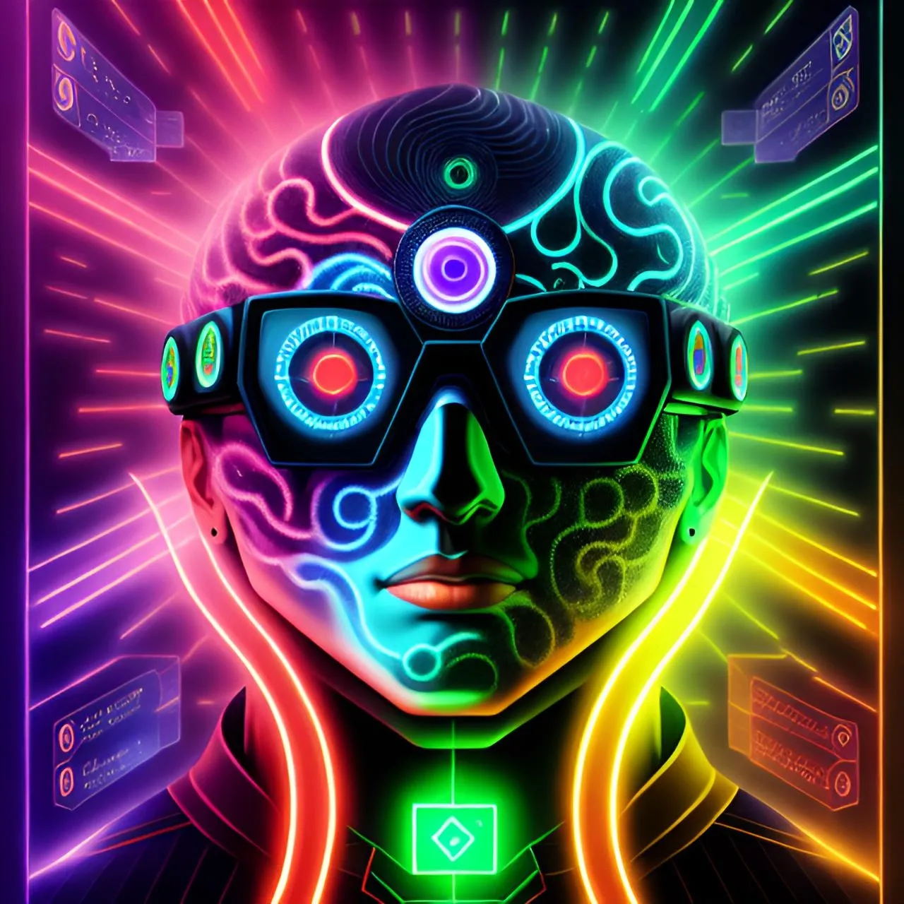 a poster of a person with a glowing head