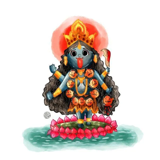 a drawing of a statue of a hindu god