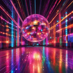 a disco ball is in the middle of a dance floor