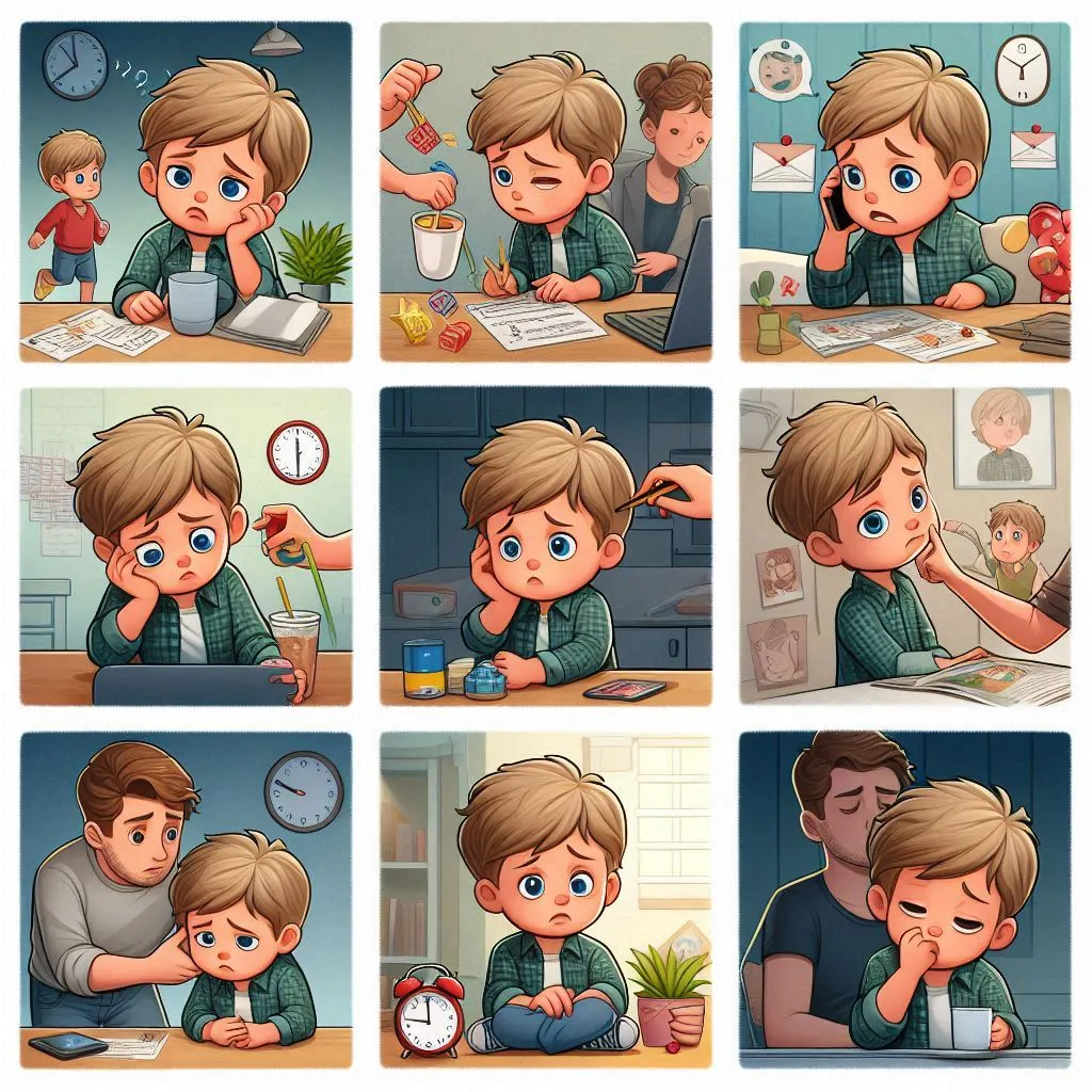 image of Montage sequences showing the child facing daily difficulties such as communication and socialization.