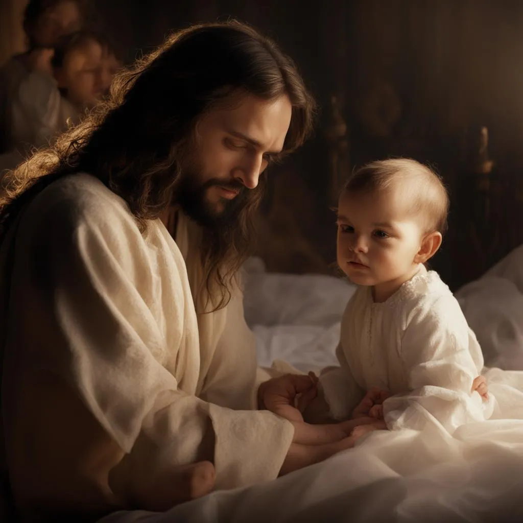 a man with long hair holding a baby