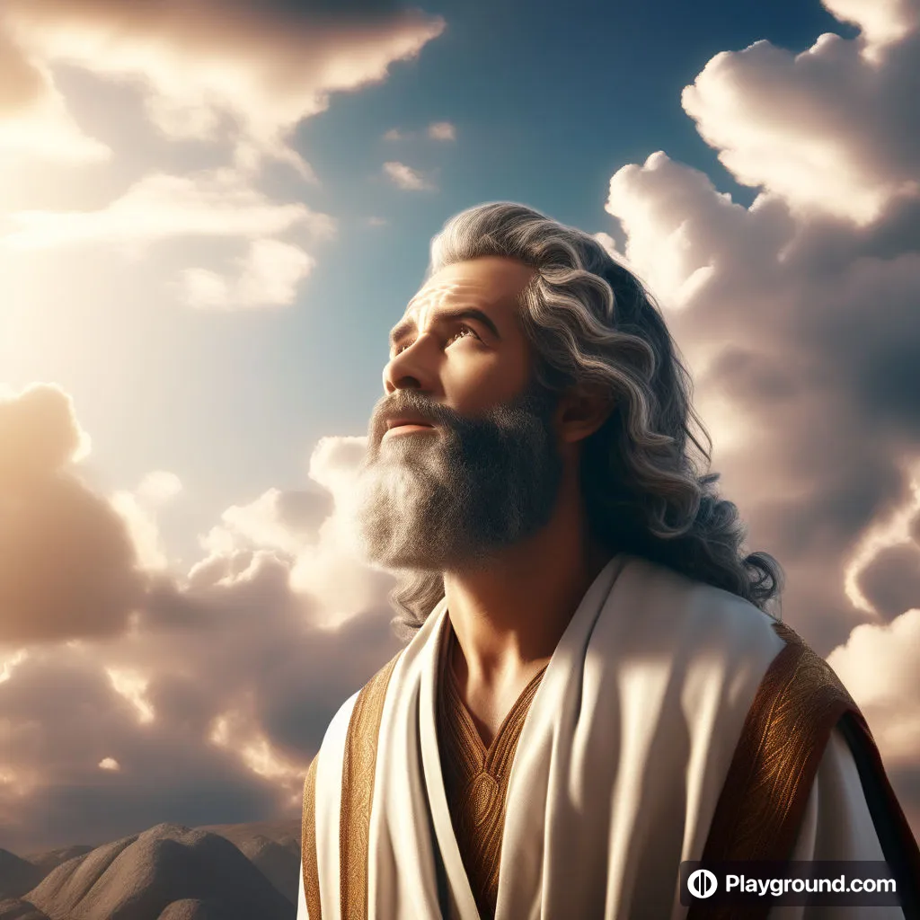 a painting of jesus with clouds in the background