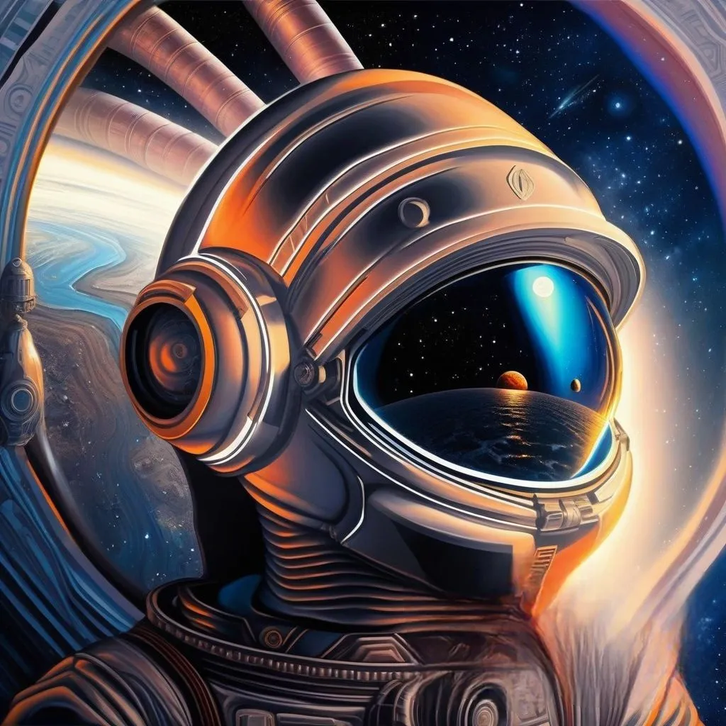 a painting of a man in a space suit