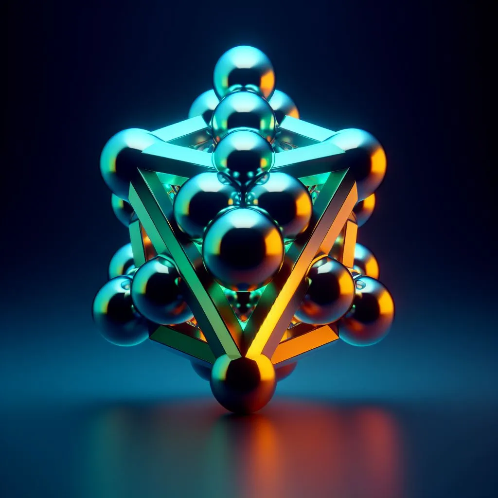 a 3d image of a cube with many balls